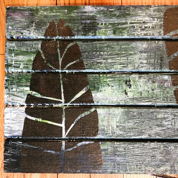 HANDCRAFTED Wood Contemporary Wall Decor Artwork HANDPAINTED Painting Jungle Art - Picture 10 of 16